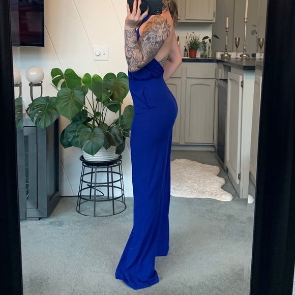 Lulu’s Royal Blue Halter Jumpsuit - Picture 2 of 7